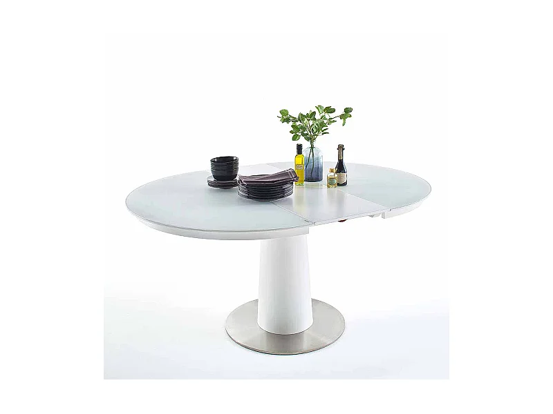 Tisch mit ausziehbare Glasplatte Weiß