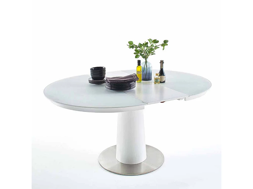 Tisch mit ausziehbare Glasplatte Weiß