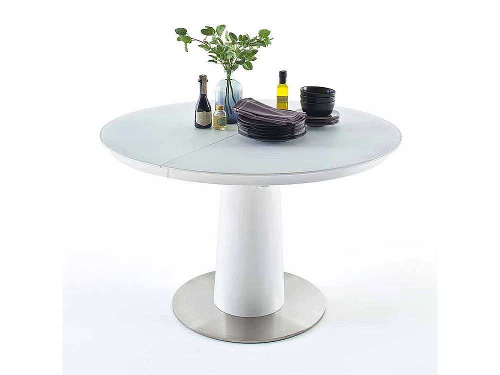 Tisch mit ausziehbare Glasplatte Weiß