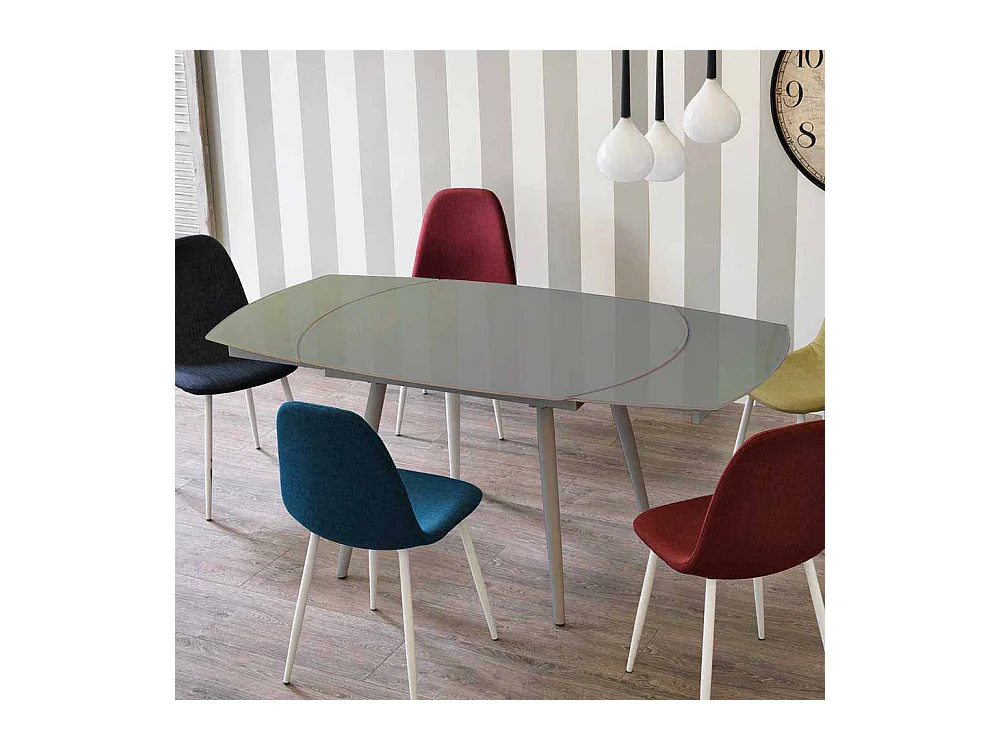 Ausziehbarer Esstisch in Taupe Glas abgerundet