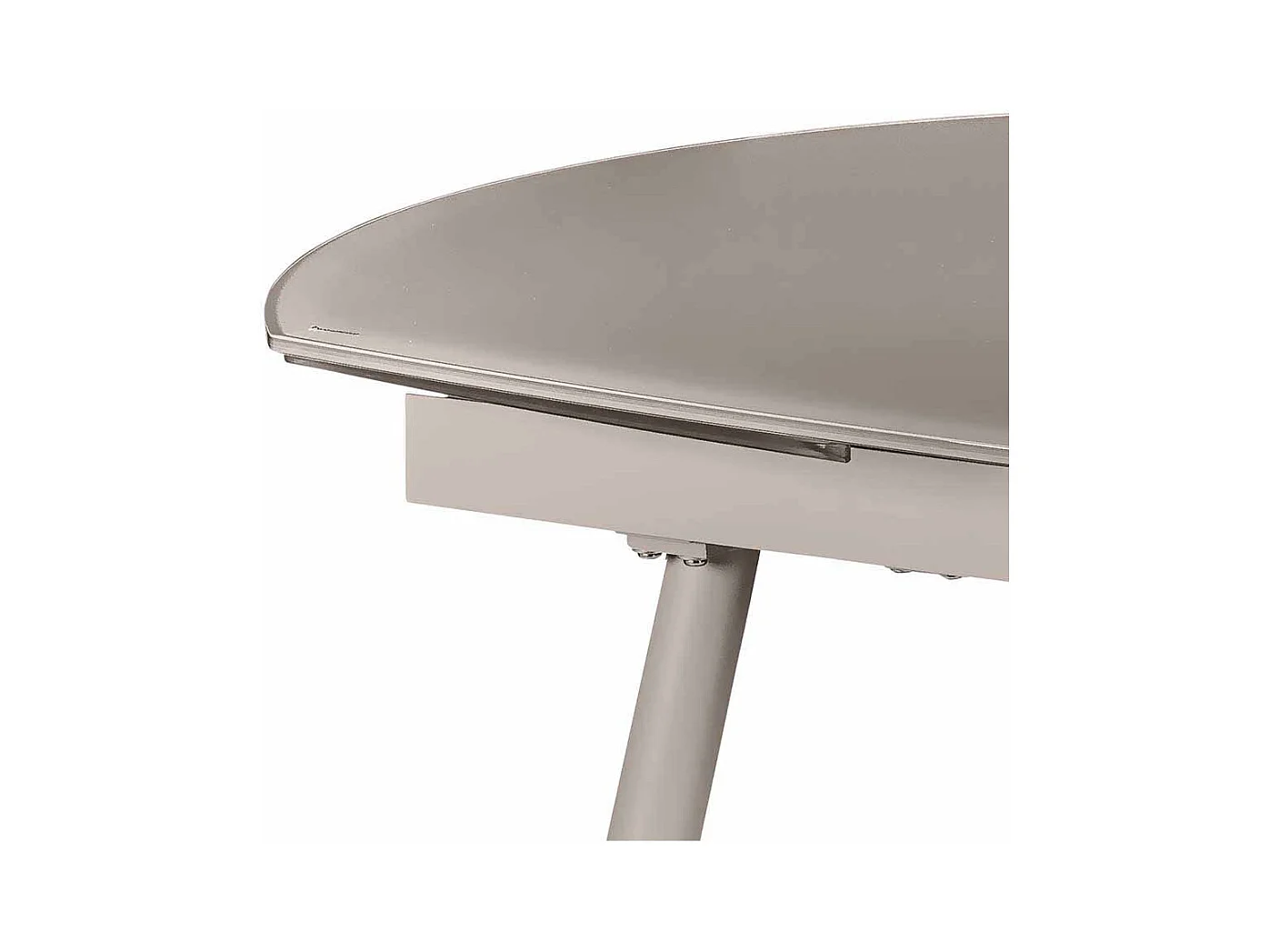 Ausziehbarer Esstisch in Taupe Glas abgerundet