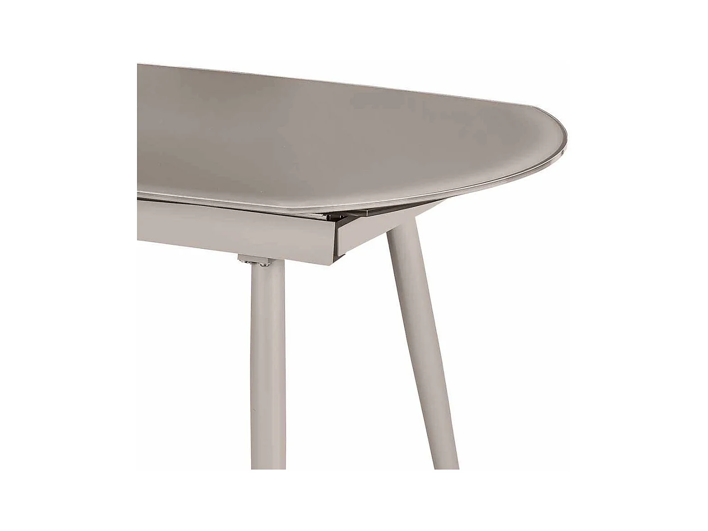 Ausziehbarer Esstisch in Taupe Glas abgerundet