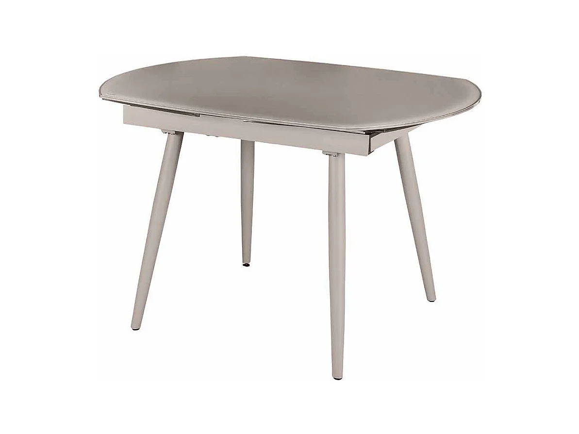 Ausziehbarer Esstisch in Taupe Glas abgerundet