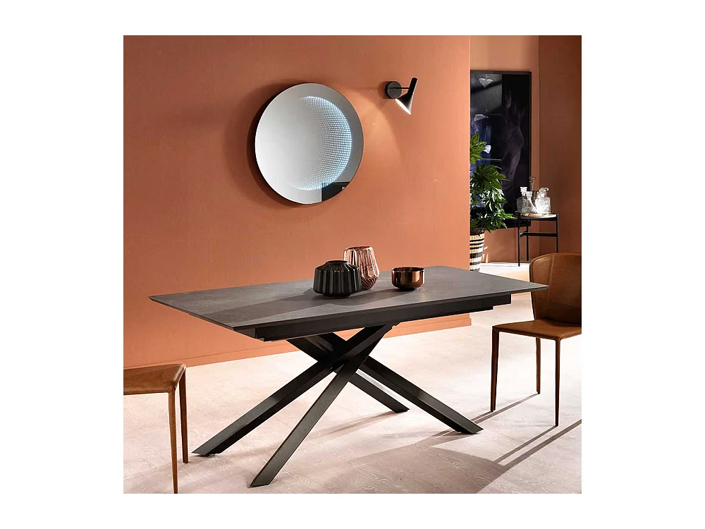 Esstisch in Dunkelgrau und Schwarz ausziehbar