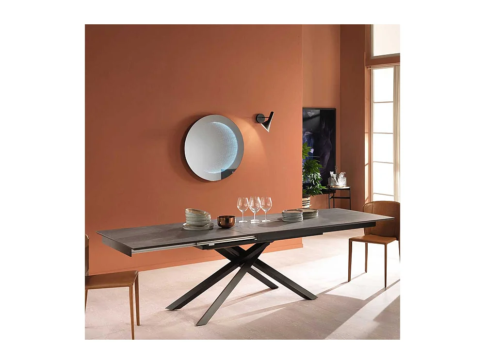 Esstisch in Dunkelgrau und Schwarz ausziehbar