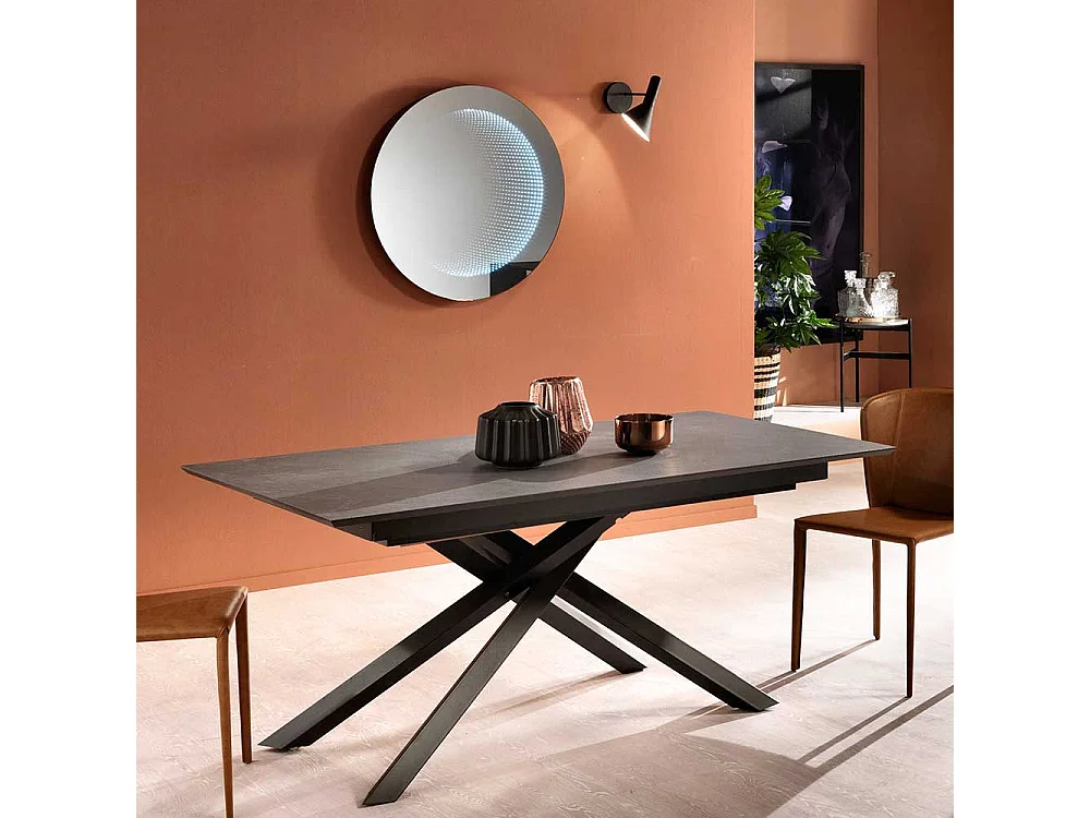 Esstisch in Dunkelgrau und Schwarz ausziehbar
