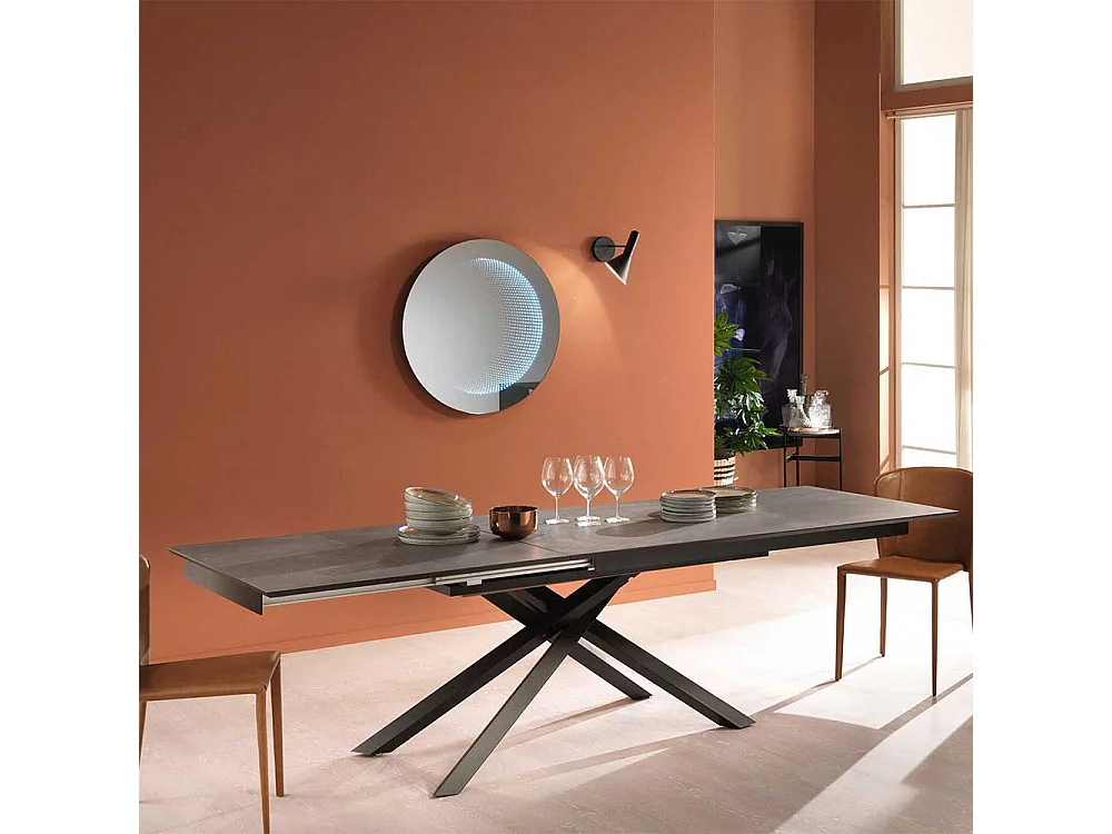 Esstisch in Dunkelgrau und Schwarz ausziehbar