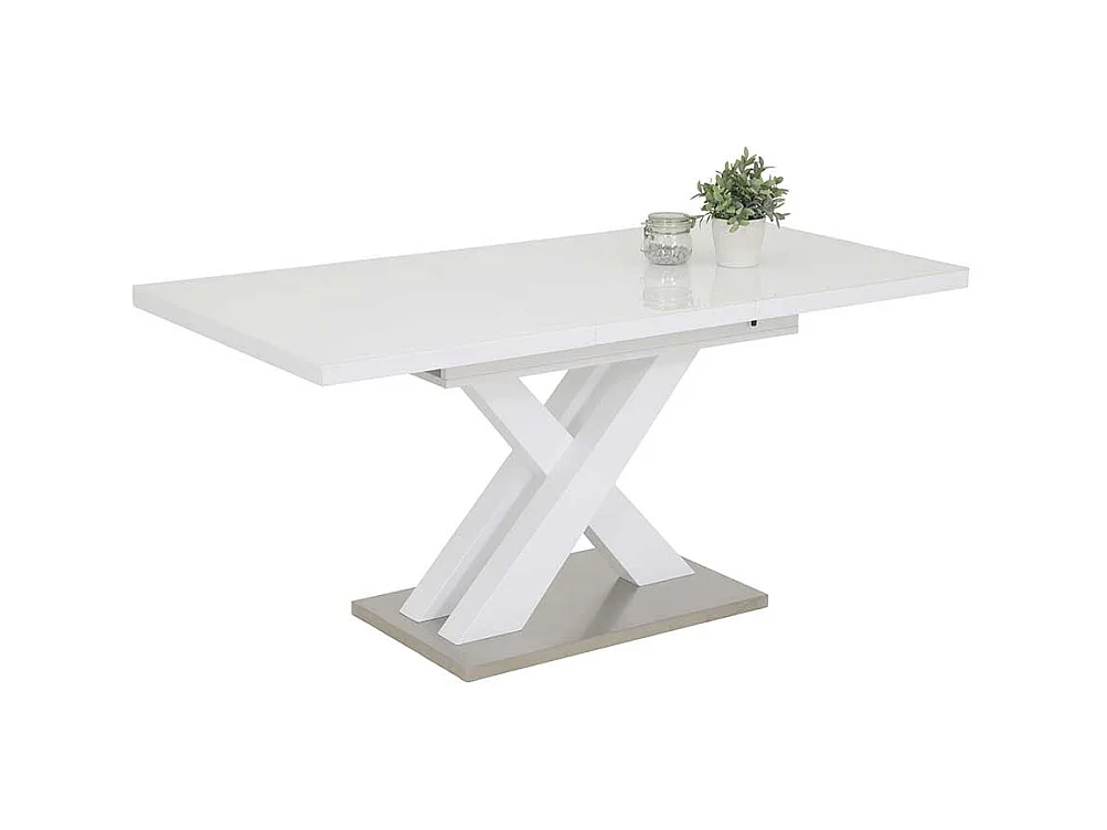 Tisch Weiß-Glas ausziehbar in modernem Design Hochglanz