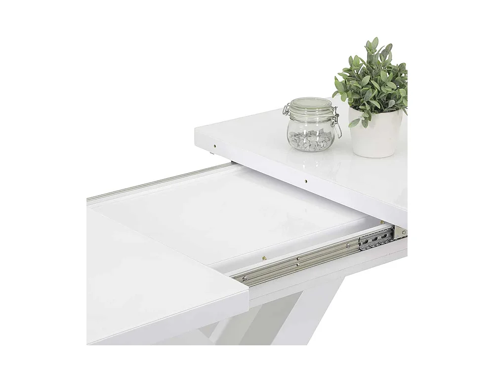 Tisch Weiß-Glas ausziehbar in modernem Design Hochglanz