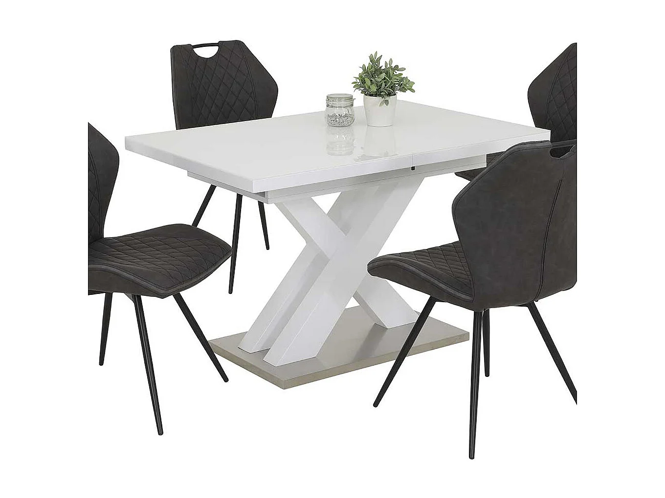 Tisch Weiß-Glas ausziehbar in modernem Design Hochglanz