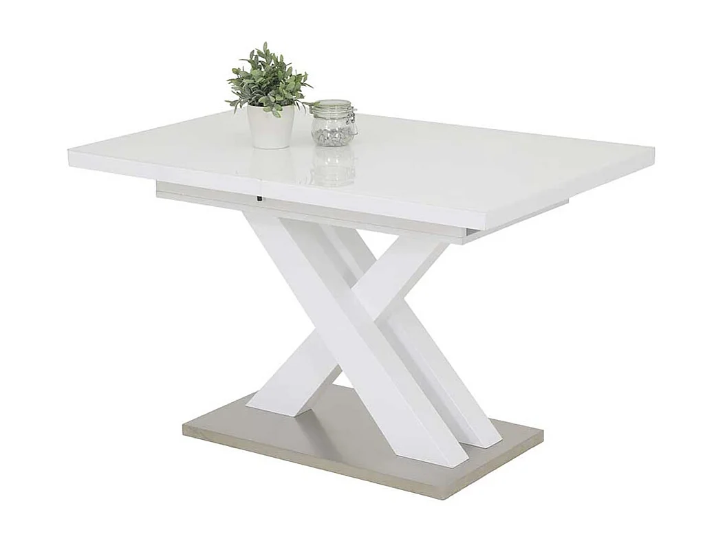 Tisch Weiß-Glas ausziehbar in modernem Design Hochglanz