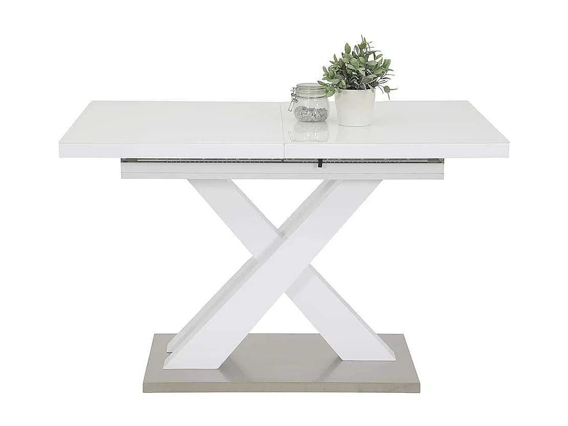 Tisch Weiß-Glas ausziehbar in modernem Design Hochglanz