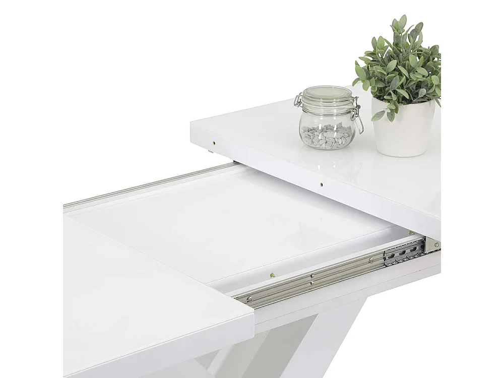 Tisch Weiß-Glas ausziehbar in modernem Design Hochglanz