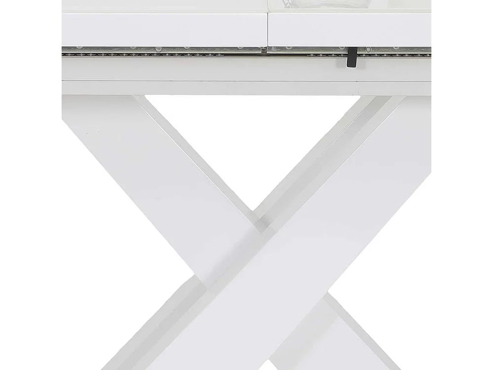 Tisch Weiß-Glas ausziehbar in modernem Design Hochglanz