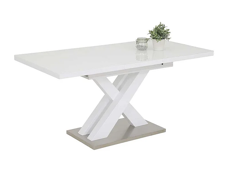Tisch Weiß-Glas ausziehbar in modernem Design Hochglanz