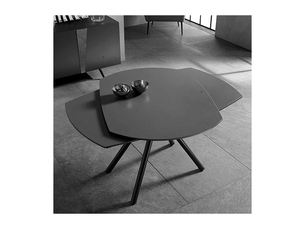 Ausziehbarer Esszimmer Tisch mit Keramikplatte Dunkelgrau