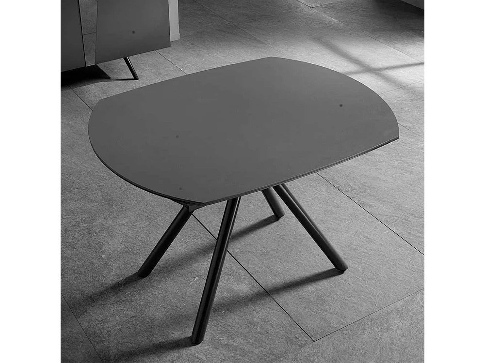 Ausziehbarer Esszimmer Tisch mit Keramikplatte Dunkelgrau