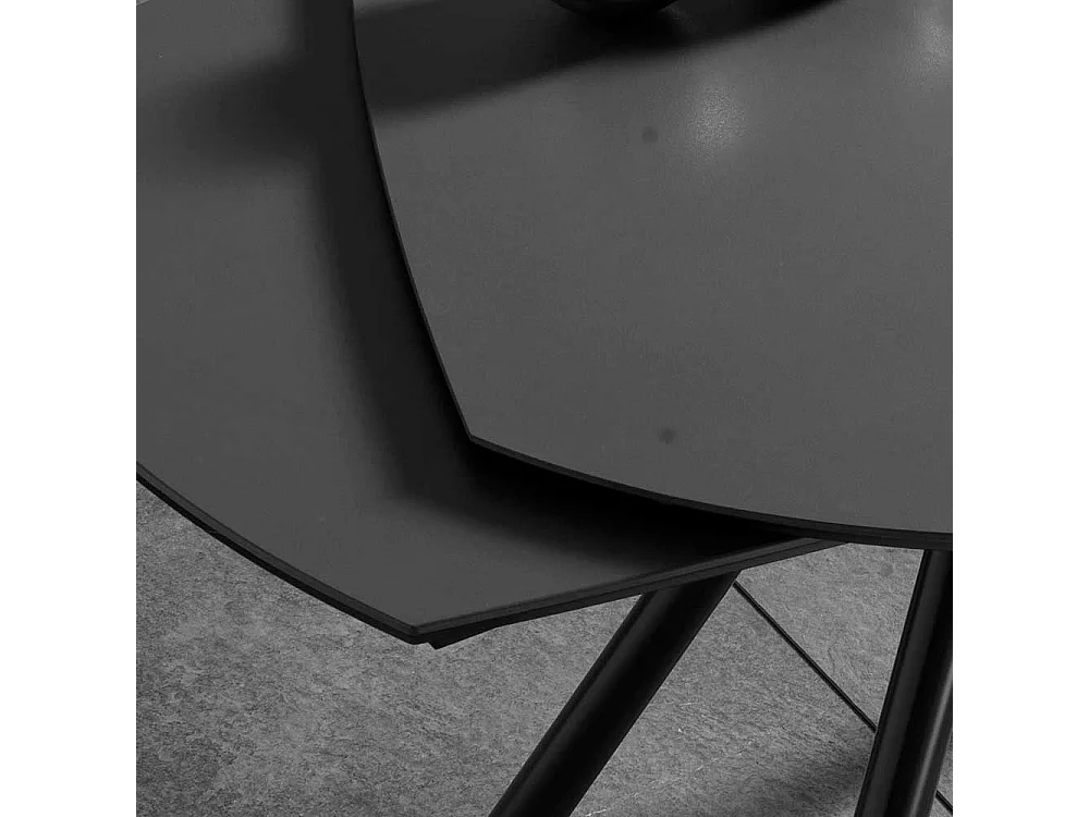 Ausziehbarer Esszimmer Tisch mit Keramikplatte Dunkelgrau