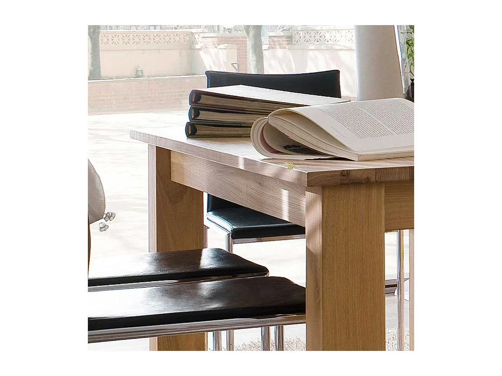 Esszimmertisch aus Wildeiche Bianco massiv ausziehbar