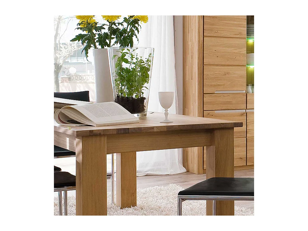 Esszimmertisch aus Wildeiche Bianco massiv ausziehbar