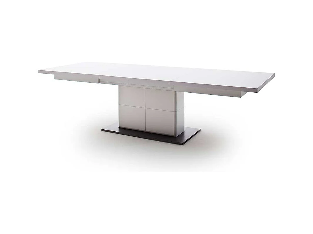 Säulen Esstisch in Weiß und Anthrazit ausziehbar