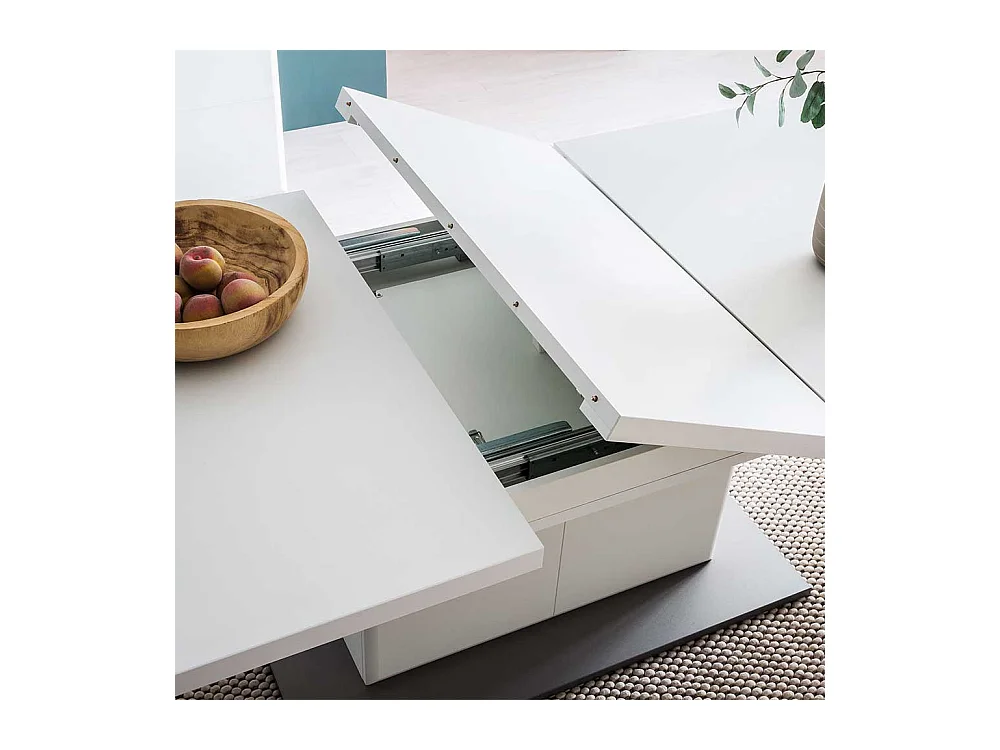 Säulen Esstisch in Weiß und Anthrazit ausziehbar