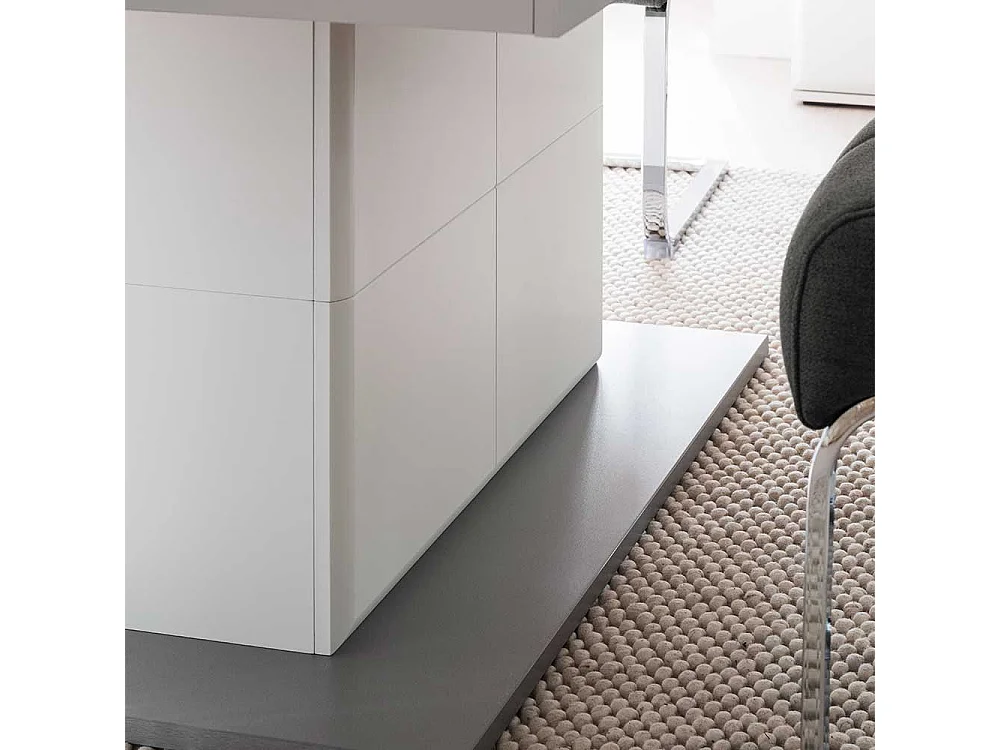 Säulen Esstisch in Weiß und Anthrazit ausziehbar