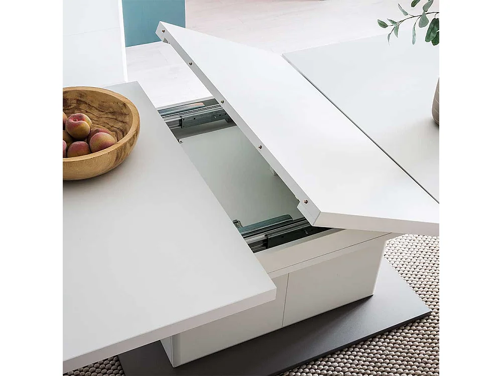 Säulen Esstisch in Weiß und Anthrazit ausziehbar