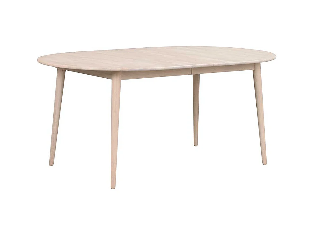 Ausziehbarer Esstisch in Eiche White Wash massiv oval