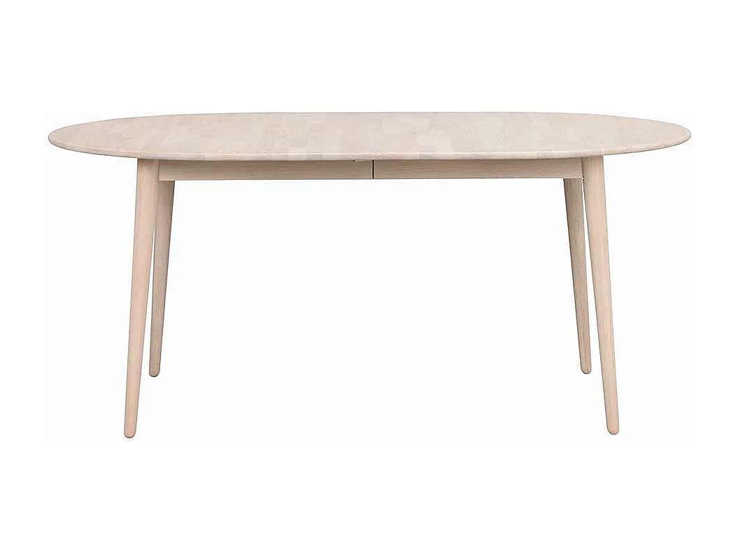 Ausziehbarer Esstisch in Eiche White Wash massiv oval