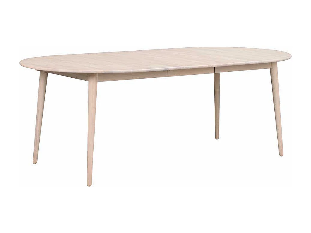 Ausziehbarer Esstisch in Eiche White Wash massiv oval