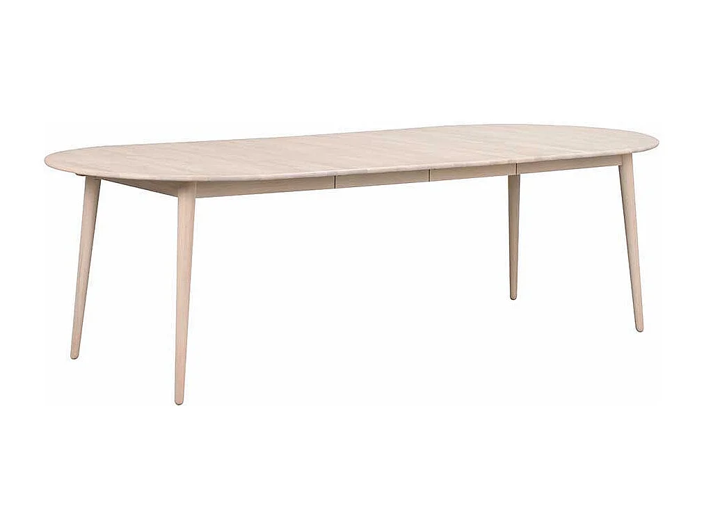 Ausziehbarer Esstisch in Eiche White Wash massiv oval