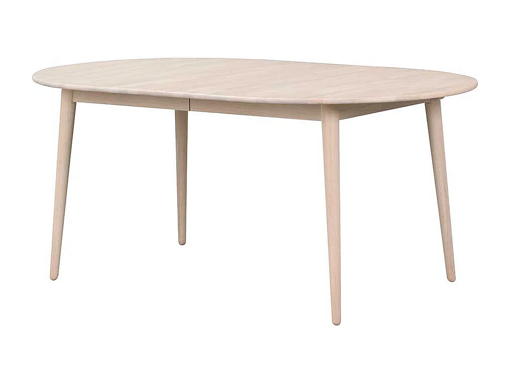 Ausziehbarer Esstisch in Eiche White Wash massiv oval
