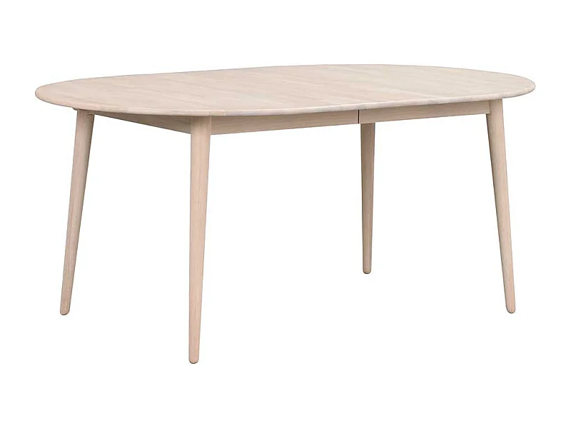 Ausziehbarer Esstisch in Eiche White Wash massiv oval