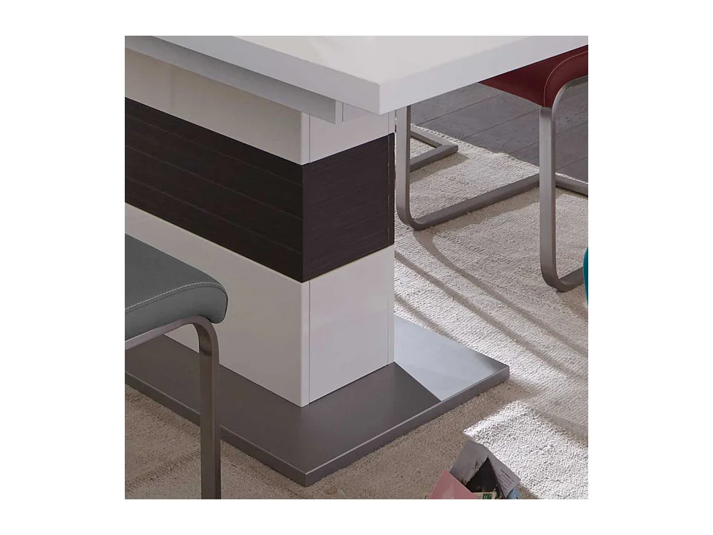 Säulen Esszimmertisch in Weiß Grau ausziehbar