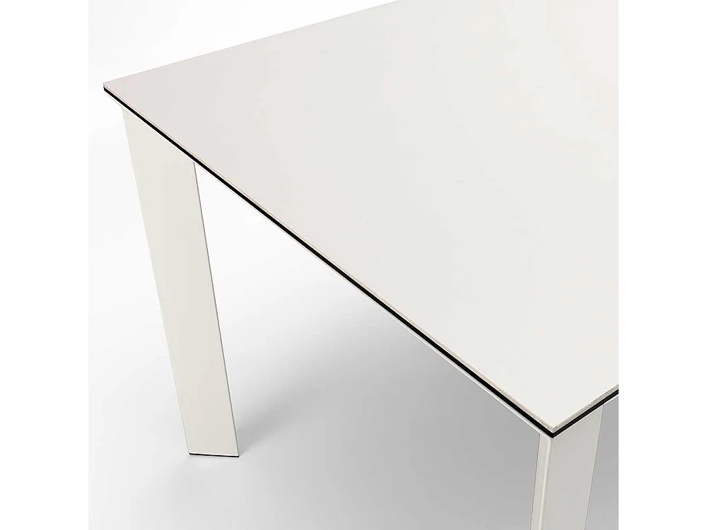 Ausziehbarer Küchentisch in Weiß Keramikplatte