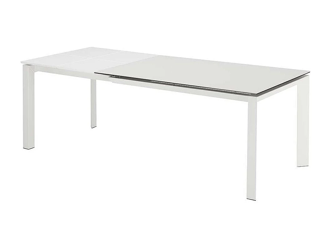 Ausziehbarer Küchentisch in Weiß Keramikplatte