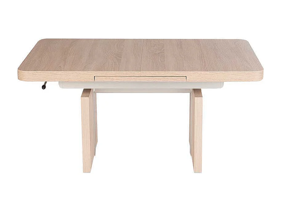 Wohnzimmer Couchtisch in Eiche Sägerau höhenverstellbar und ausziehbar