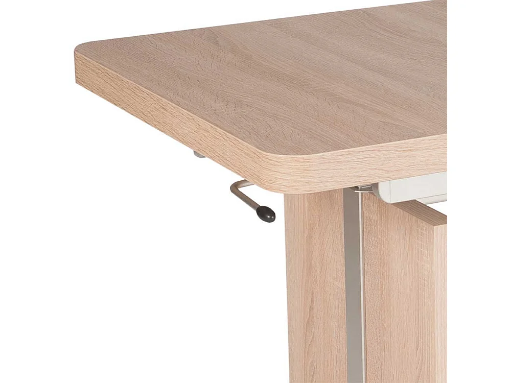 Wohnzimmer Couchtisch in Eiche Sägerau höhenverstellbar und ausziehbar