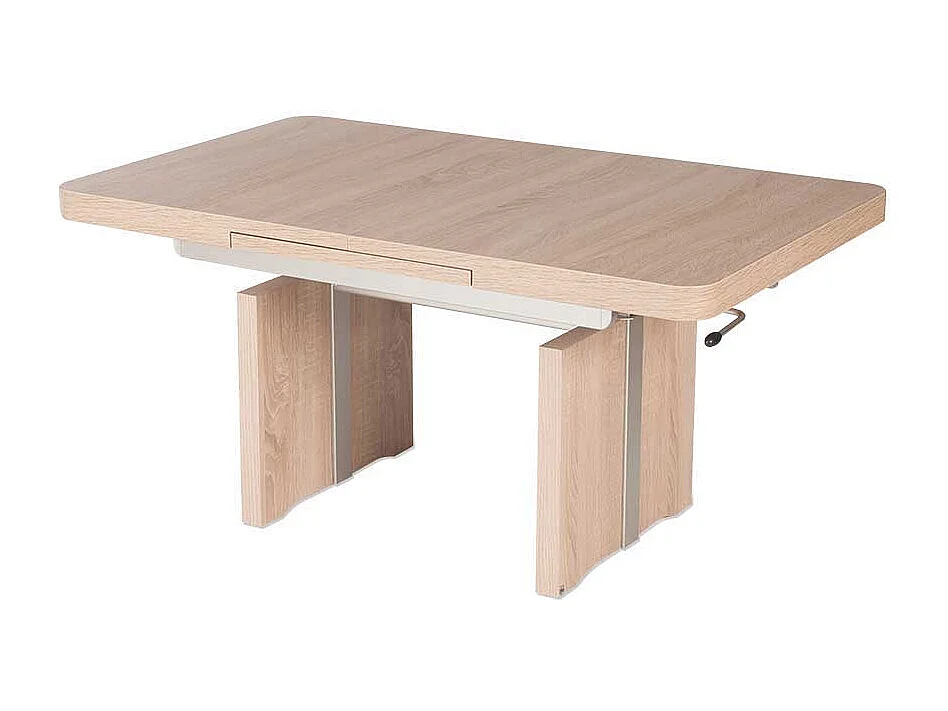 Wohnzimmer Couchtisch in Eiche Sägerau höhenverstellbar und ausziehbar