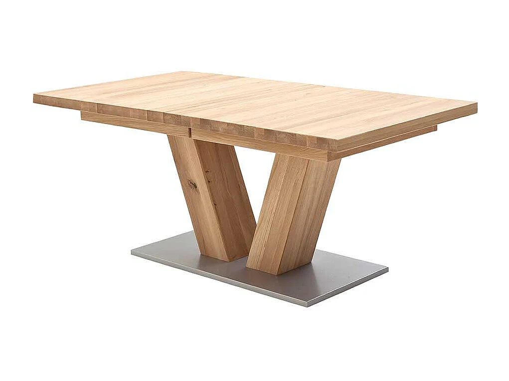 Ausziehbarer Tisch mit V-Fußgestell Eiche Massivholz