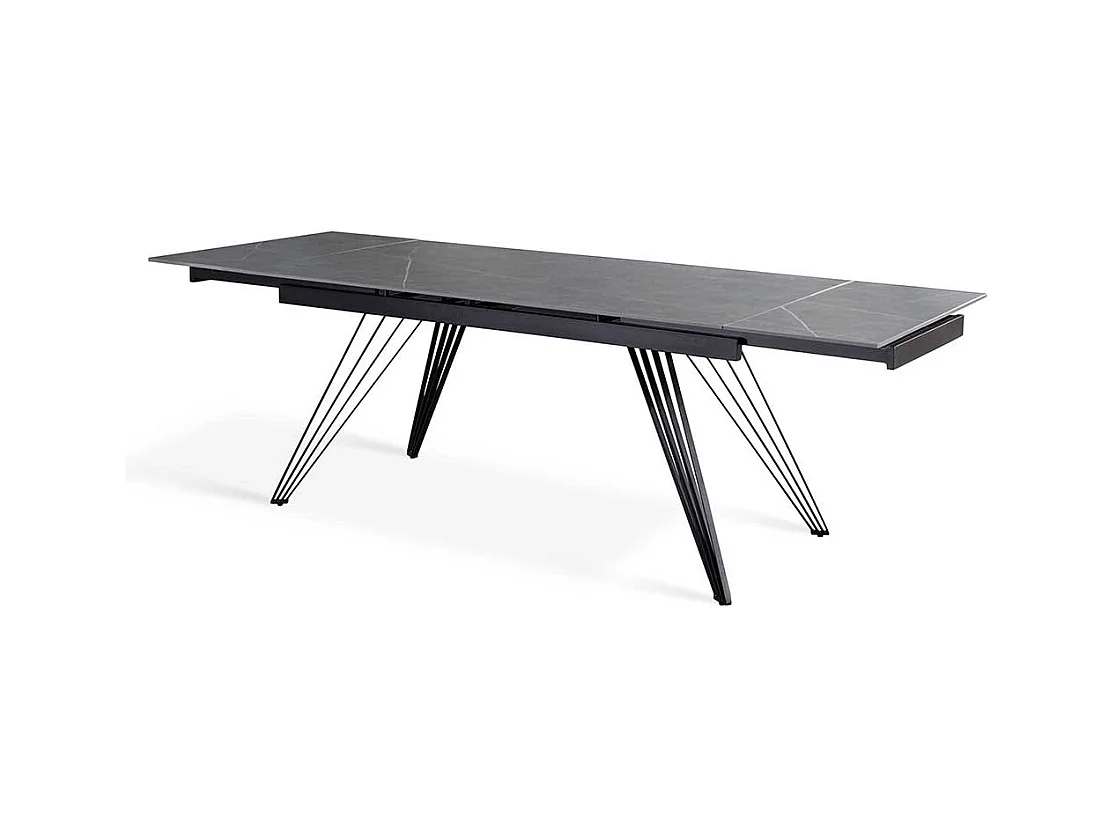 Keramik Tisch mit Platte in grauer Marmoroptik bis 240 cm ausziehbar