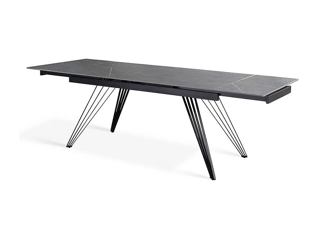 Keramik Tisch mit Platte in grauer Marmoroptik bis 240 cm ausziehbar