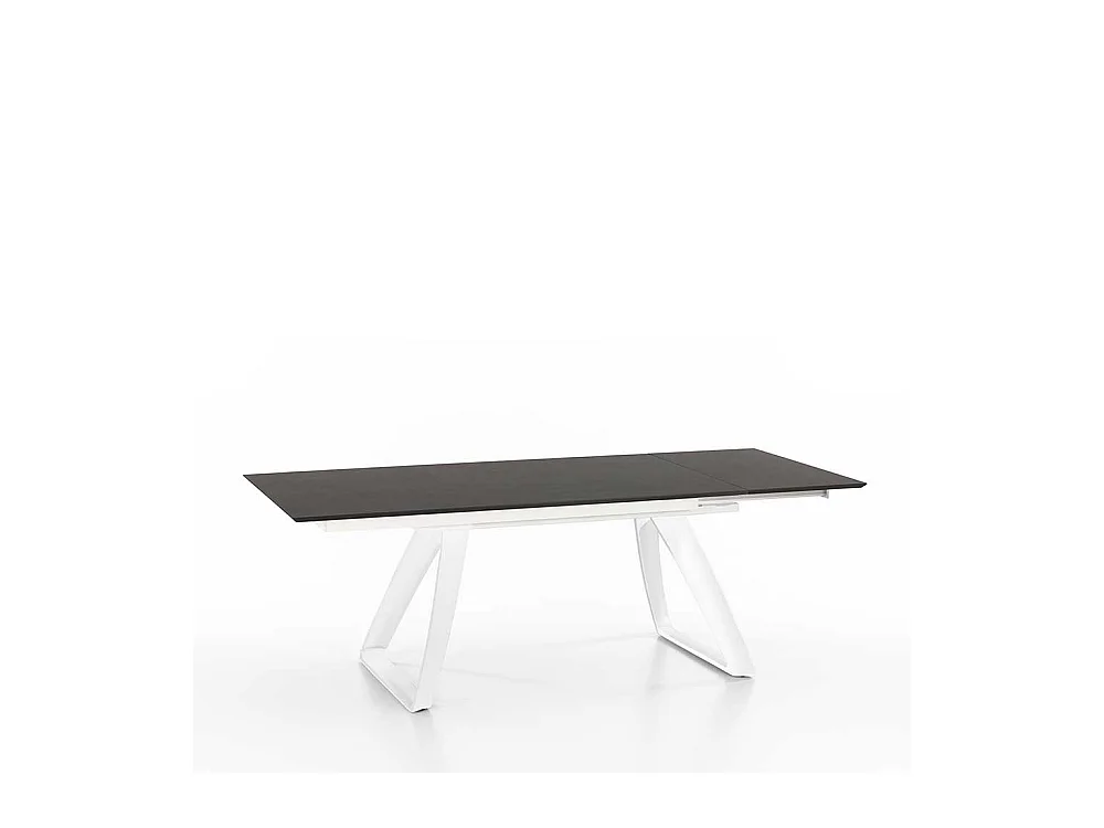 Bügelgestell Esstisch in Weiß und Dunkelgrau ausziehbar