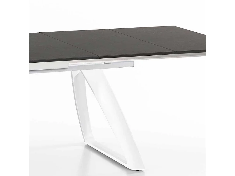 Bügelgestell Esstisch in Weiß und Dunkelgrau ausziehbar