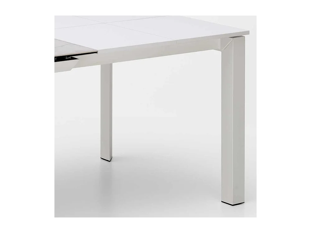 Ausziehbarer Esszimmer Tisch in Weiß und Hellgrau Keramikplatte