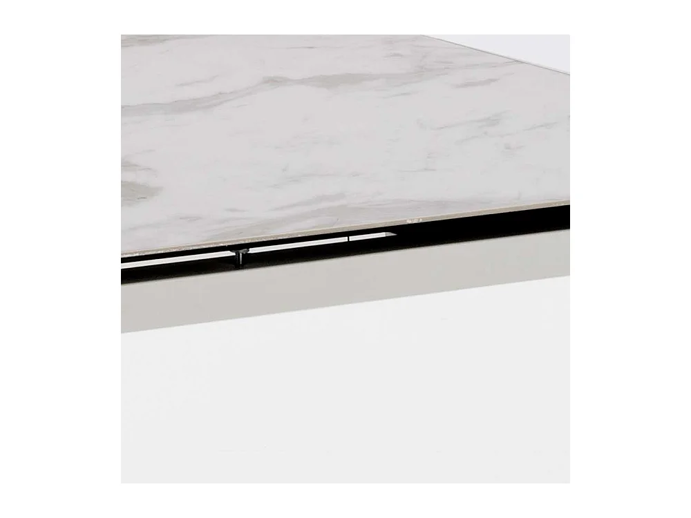 Ausziehbarer Esszimmer Tisch in Weiß und Hellgrau Keramikplatte