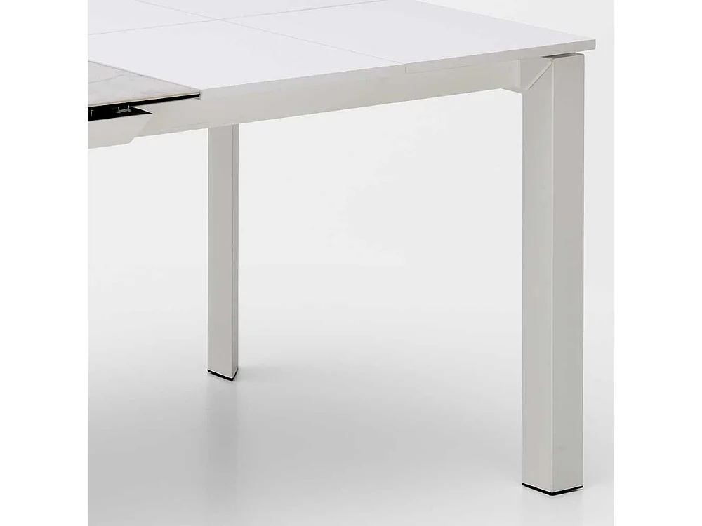 Ausziehbarer Esszimmer Tisch in Weiß und Hellgrau Keramikplatte