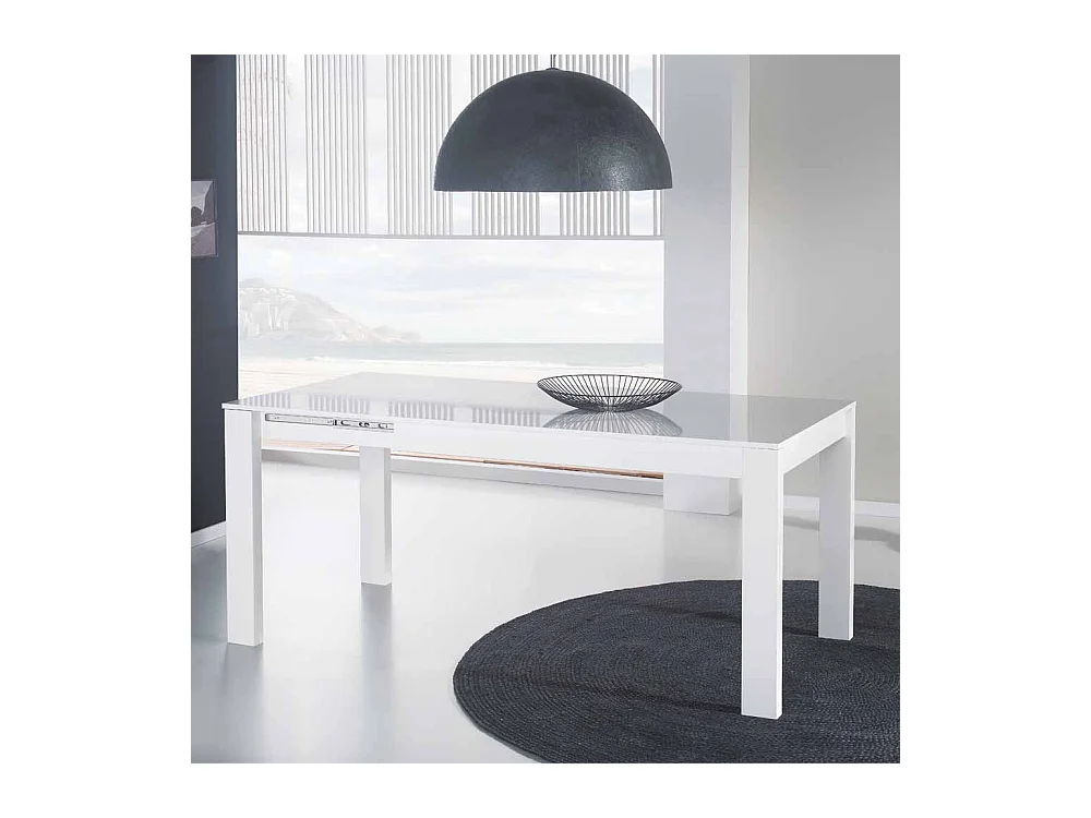 Esszimmertisch mit ausziehbarer Tischplatte Weiß Hochglanz
