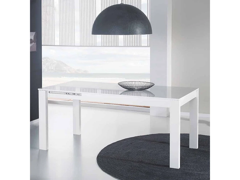 Esszimmertisch mit ausziehbarer Tischplatte Weiß Hochglanz
